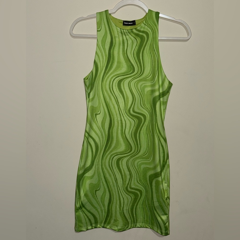 Green Swirl Bodycon Tank Dress